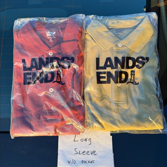 Lands' End Polo Pack of 2 – Men’s Supima Cotton Long Sleeve Shirt Size L/T 42-44 - Picture 1 of 8